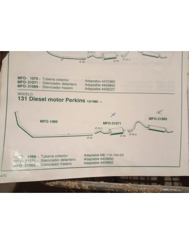 SILENCIOSO TRASERO ESCAPE SEAT 131 1430,1600, 2000 DIPLOMATIC Y PERKINS