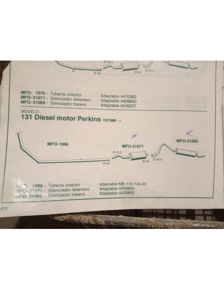 SILENCIOSO TRASERO ESCAPE SEAT 131 1430,1600, 2000 DIPLOMATIC Y PERKINS