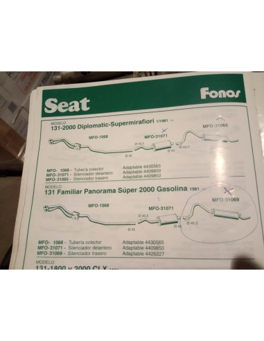 SALIDA COLECTOR ESCAPE SEAT 131 MOTOR 1430,1600 Y 2000
