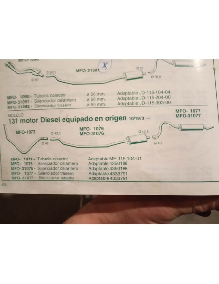 SILENCIOSO TRASERO ESCAPE SEAT 131 L Y E 1430 Y 1600