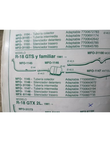 SILENCIOSO DELANTERO ESCAPE RENAULT 18 Y FUEGO