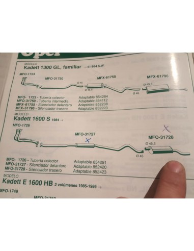 SILENCIOSO TRASERO ESCAPE OPEL KADETT 1600 S