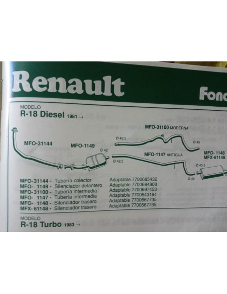 SILENCIOSO DELANTERO ESCAPE RENAULT 18 DIESEL GTD