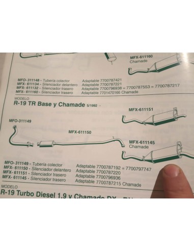 SILENCIOSO TRASERO ESCAPE RENAULT 19 CHAMADE