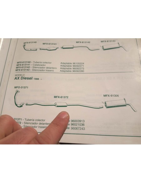 SILENCIOSO INTERMEDIO ESCAPE CITROEN AX DIESEL
