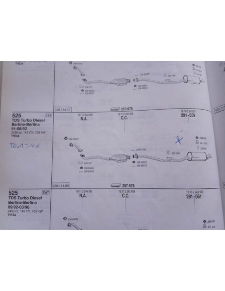 SILENCIOSO TRASERO ESCAPE BMW 525 TDS E34 DEL 91 AL 8/92