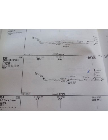 SILENCIOSO TRASERO ESCAPE BMW 525 TDS E34 DEL 91 AL 8/92