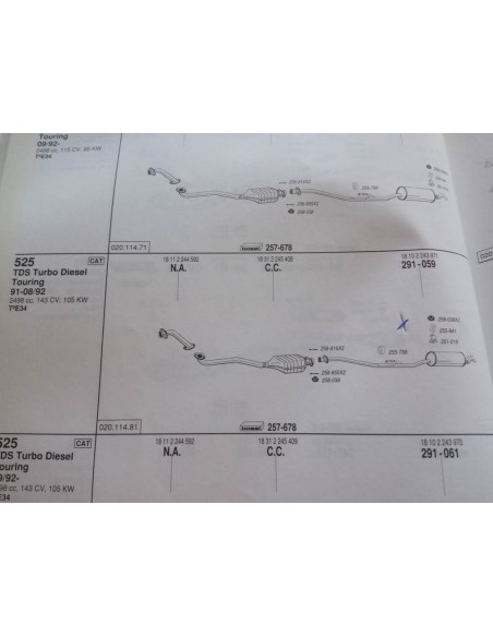 SILENCIOSO TRASERO ESCAPE BMW 525 TDS E34 DEL 91 AL 8/92