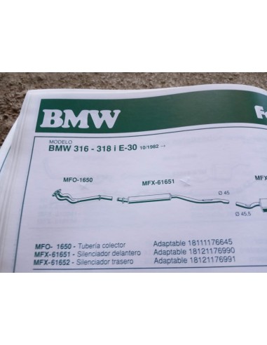 SILENCIOSO DELANTERO ESCAPE BMW 316 Y 318 E30