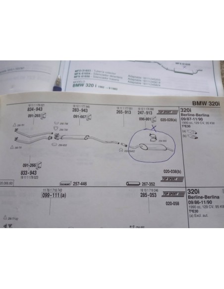 SILENCIOSO TRASERO ESCAPE BMW E30 320 i Y 324 DIESEL