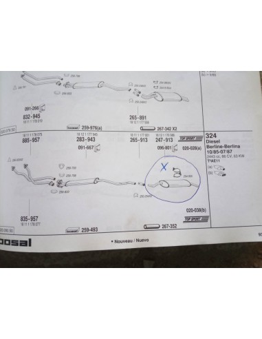 SILENCIOSO TRASERO ESCAPE BMW E30 320 i Y 324 DIESEL