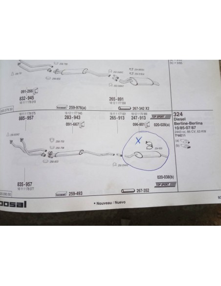 SILENCIOSO TRASERO ESCAPE BMW E30 320 i Y 324 DIESEL