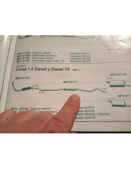 SILENCIOSO INTERMEDIO ESCAPE OPEL CORSA A  DIESEL
