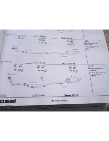 SILENCIOSO DELANTERO ESCAPE BMW 518 E28