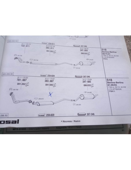 SILENCIOSO DELANTERO ESCAPE BMW 518 E28