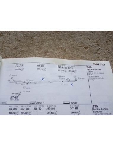 SILENCIOSO TRASERO ESCAPE BMW 520i E28 Y 525i E12