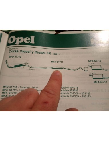 SILENCIOSO INTERMEDIO ESCAPE OPEL CORSA A  DIESEL