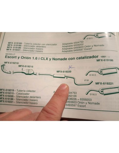 SILENCIOSO INTERMEDIO ESCAPE FORD ORION Y ESCORT