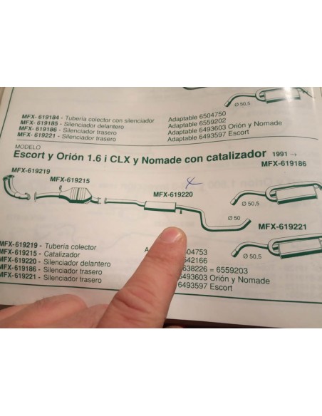 SILENCIOSO INTERMEDIO ESCAPE FORD ORION Y ESCORT