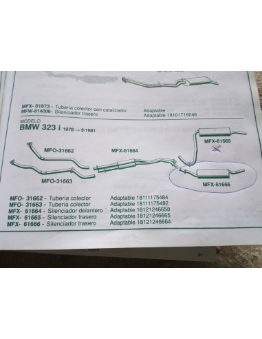 SILENCIOSO TRASERO ESCAPE BMW 323i E21