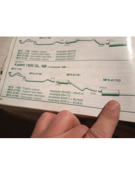 SILENCIOSO TRASERO ESCAPE OPEL KADETT 1600