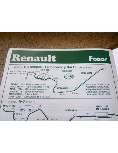 TUBERIA FINAL ESCAPE RENAULT 4 Y 6 ANTIGUO