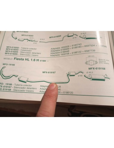 SILENCIOSO INTERMEDIO ESCAPE FORD FIESTA MK2 1.6