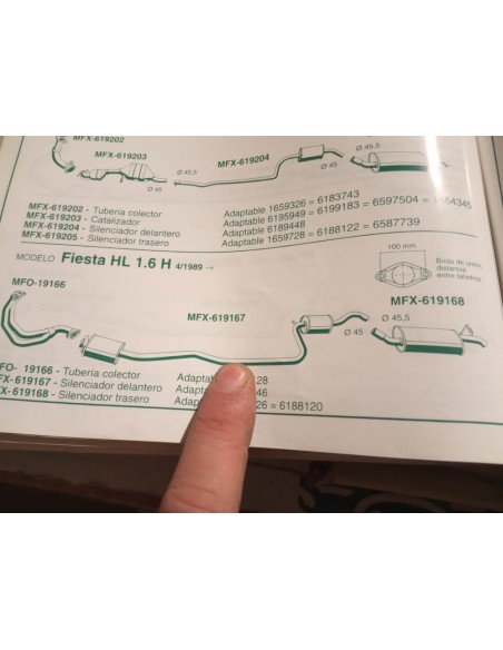 SILENCIOSO INTERMEDIO ESCAPE FORD FIESTA MK2 1.6