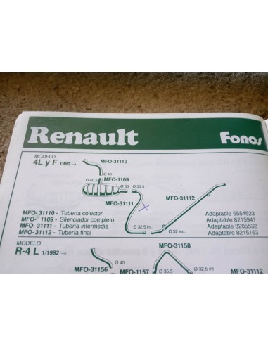 TUBERIA INTERMEDIA ESCAPE RENAULT 4 ,L Y F