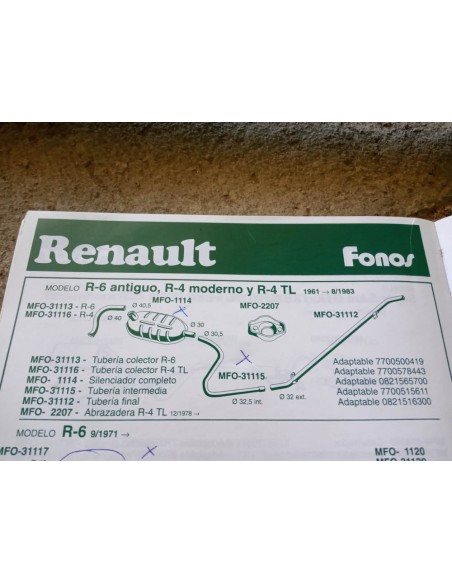 TUBERIA INTERMEDIA ESCAPE RENAULT 4 Y 6 ANTIGUO