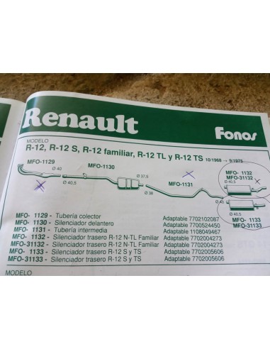 TUBERIA INTERMEDIA ESCAPE RENAULT 12 DEL 68 AL 79.