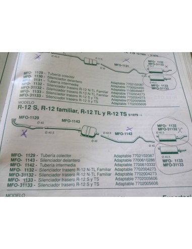 TUBERIA INTERMEDIA ESCAPE RENAULT 12 A PARTIR DEL 79