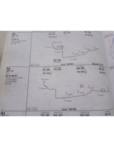 TUBERIA INTERMEDIA ESCAPE RENAULT 4 1.1 DEL 9/79 AL 8/83