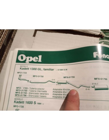 SILENCIOSO INTERMEDIO ESCAPE OPEL KADETT 1.3 SW