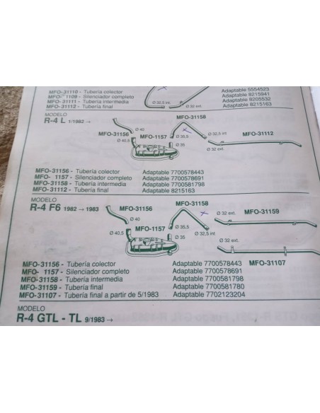 TUBERIA INTERMEDIA ESCAPE RENAULT 4L Y F6