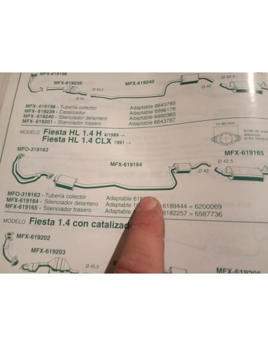 SILENCIOSO INTERMEDIO ESCAPE FORD FIESTA MK2 1.4