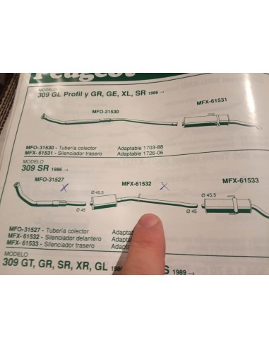 SILENCIOSO INTERMEDIO ESCAPE PEUGEOT 309 SR
