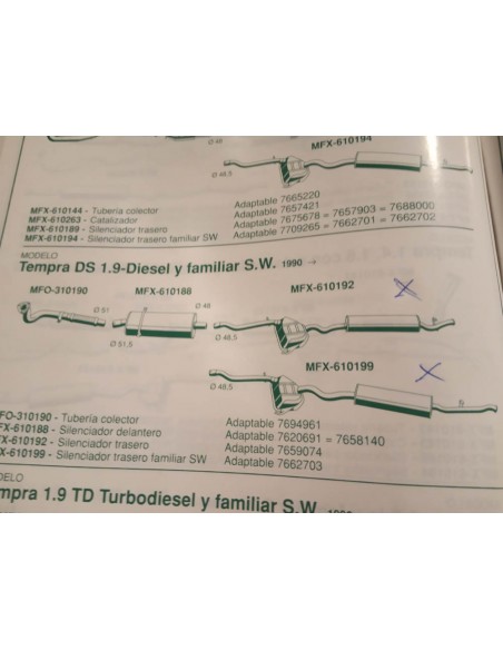 SILENCIOSO TRASERO ESCAPE FIAT TEMPRA FAMILIAR SW