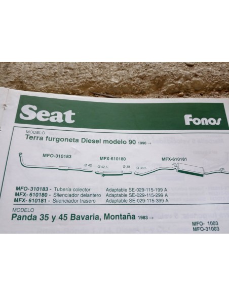 SILENCIOSO TRASERO ESCAPE SEAT TERRA DIESEL Y GASOLINA