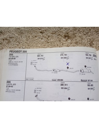 SILENCIOSO DELANTERO ESCAPE PEUGEOT 205 GTI Y GTX 1.6 Y 1.9