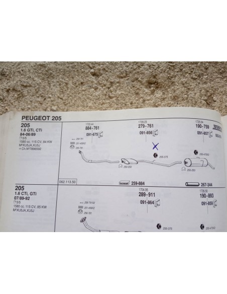 SILENCIOSO DELANTERO ESCAPE PEUGEOT 205 GTI Y GTX 1.6 Y 1.9