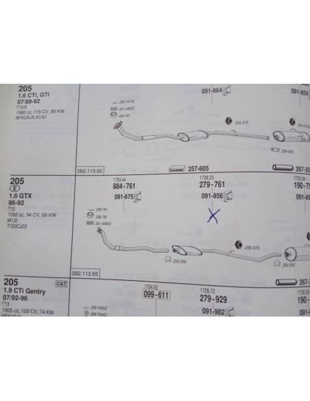 SILENCIOSO DELANTERO ESCAPE PEUGEOT 205 GTI Y GTX 1.6 Y 1.9
