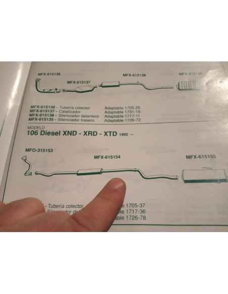 SILENCIOSO INTERMEDIO ESCAPE PEUGEOT 106 DIESEL