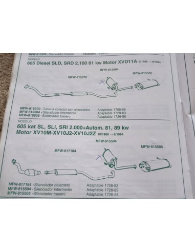 SILENCIOSO INTERMEDIO ESCAPE PEUGEOT 605