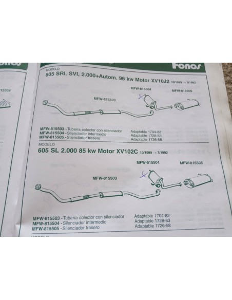 SILENCIOSO INTERMEDIO ESCAPE PEUGEOT 605