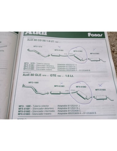 SILENCIOSO INTERMEDIO ESCAPE AUDI 80 GTE GLE