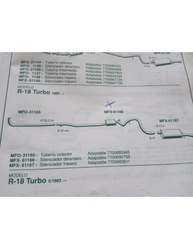 SILENCIOSO DELANTERO ESCAPE RENAULT 18 TURBO