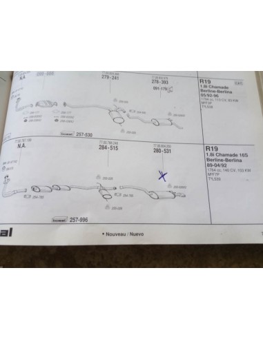 SILENCIOSO TRASERO ESCAPE RENAULT 19 CHAMADE