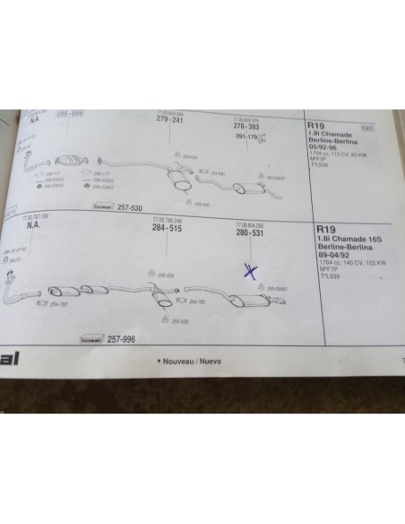 SILENCIOSO TRASERO ESCAPE RENAULT 19 CHAMADE
