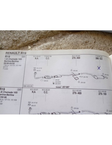 SILENCIOSO TRASERO ESCAPE RENAULT 19 CHAMADE